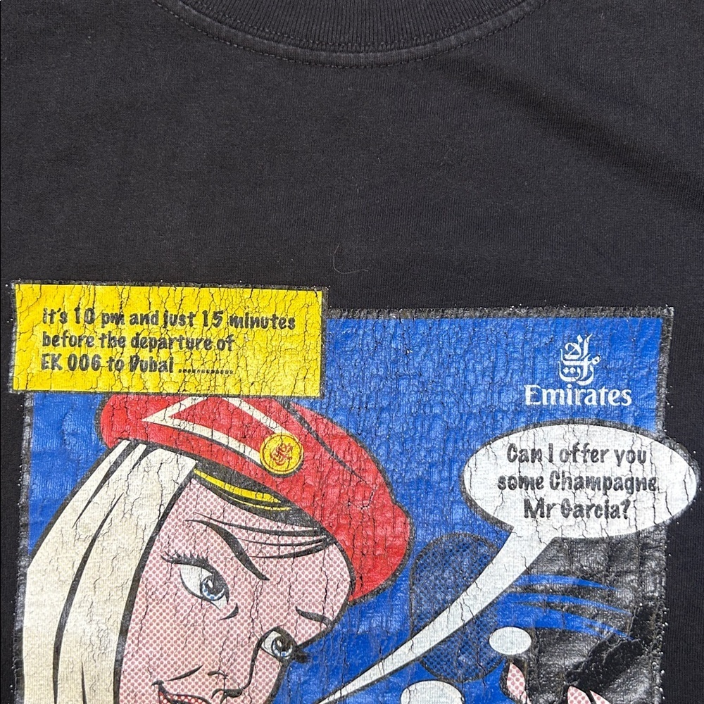 Emirates Black Tee with Comic Graphic Design - Picture 3 of 6